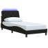 Estructura de cama con LED sin colchón tela negro 80x200