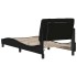 Estructura de cama con LED sin colchón tela negro 80x200