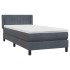 Cama box spring con colchón terciopelo gris oscuro 80x210