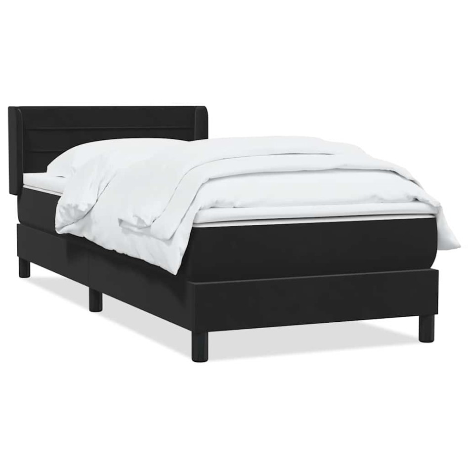 Cama box spring con colchón cuero sintético negro 90x210