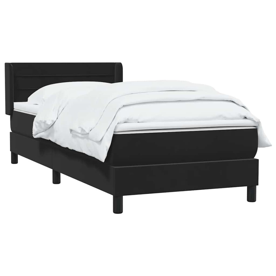Cama box spring con colchón cuero sintético negro 90x210