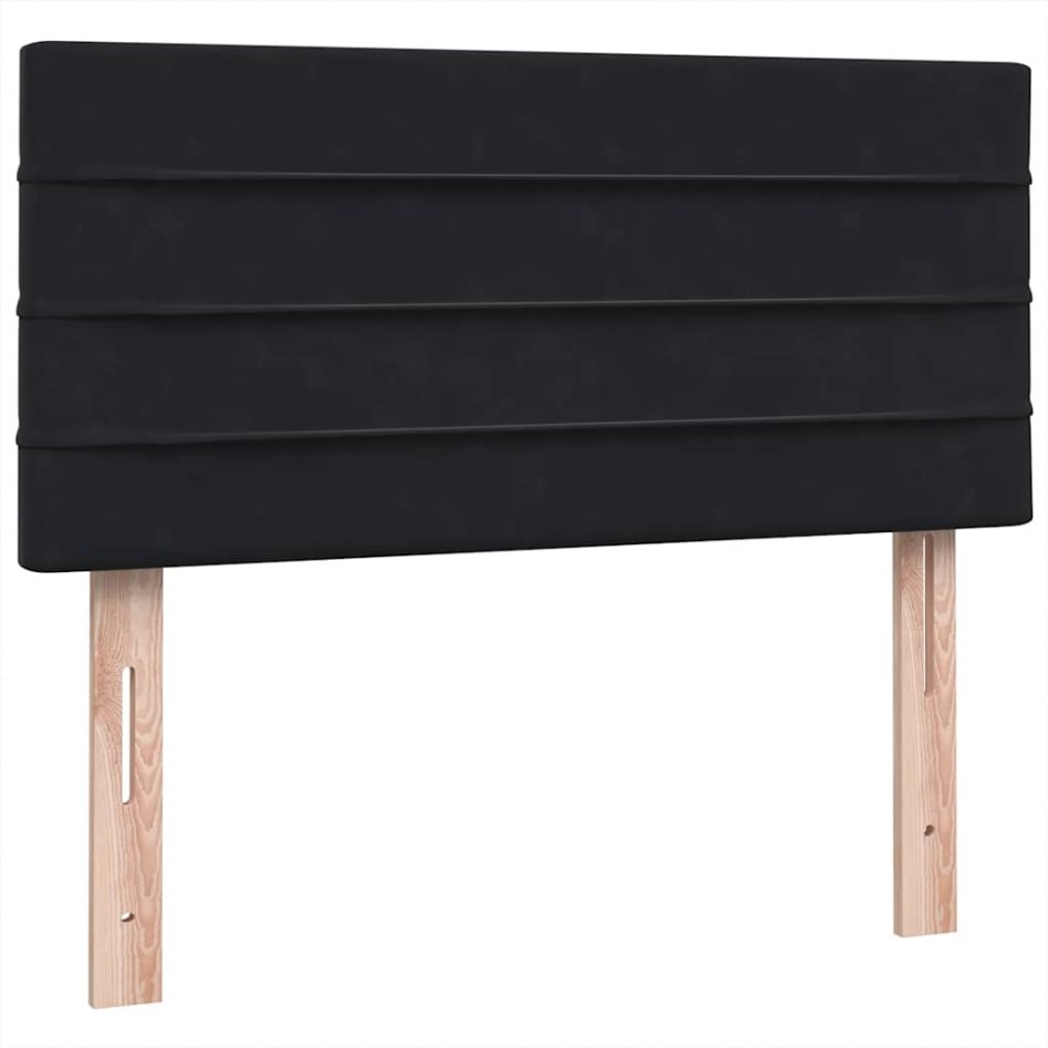 Cama box spring con colchón cuero sintético negro 90x210