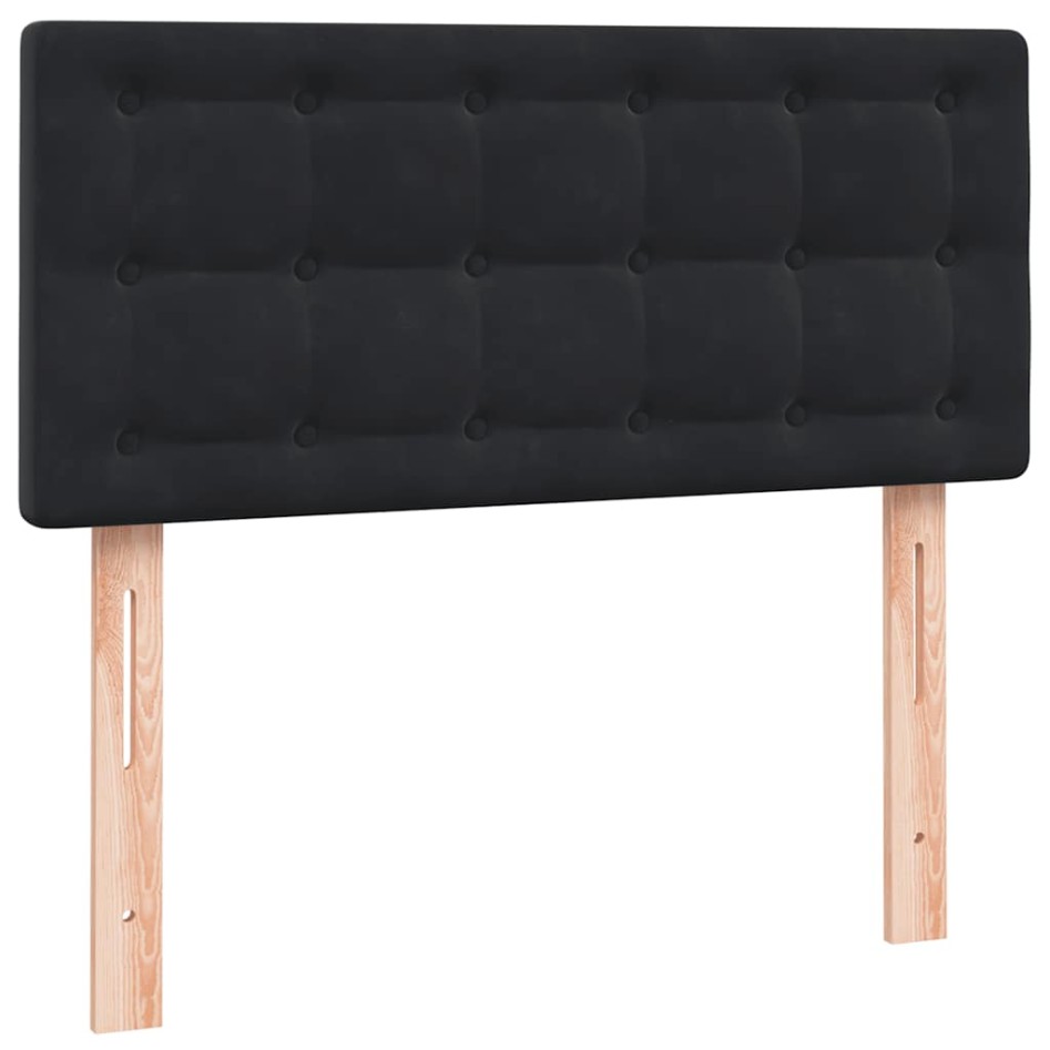 Cama box spring con colchón cuero sintético negro 90x210