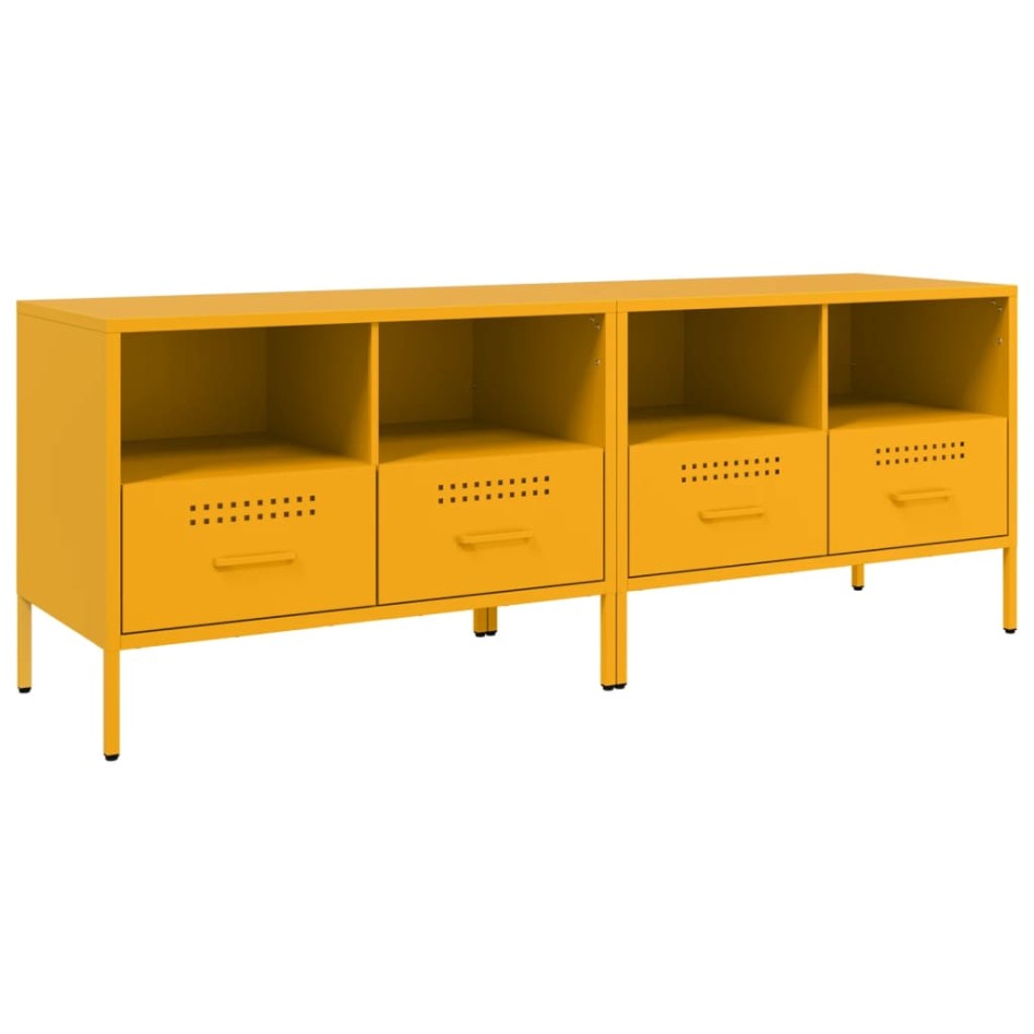 Muebles para TV 2 unidades acero amarillo mostaza 68x39x50,5