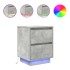 Mesitas de noche con luces LED 2 uds gris hormigón 38x34x50