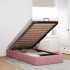 Estructura cama otomana sin colchón terciopelo rosa 90x200