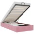 Estructura cama otomana sin colchón terciopelo rosa 90x200