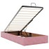 Estructura cama otomana sin colchón terciopelo rosa 90x200
