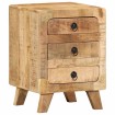 Mesita de noche de madera maciza de mango rugosa 37x32x50 cm