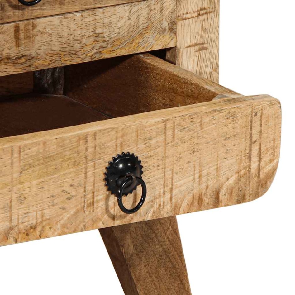 Mesita de noche de madera maciza de mango rugosa 37x32x50