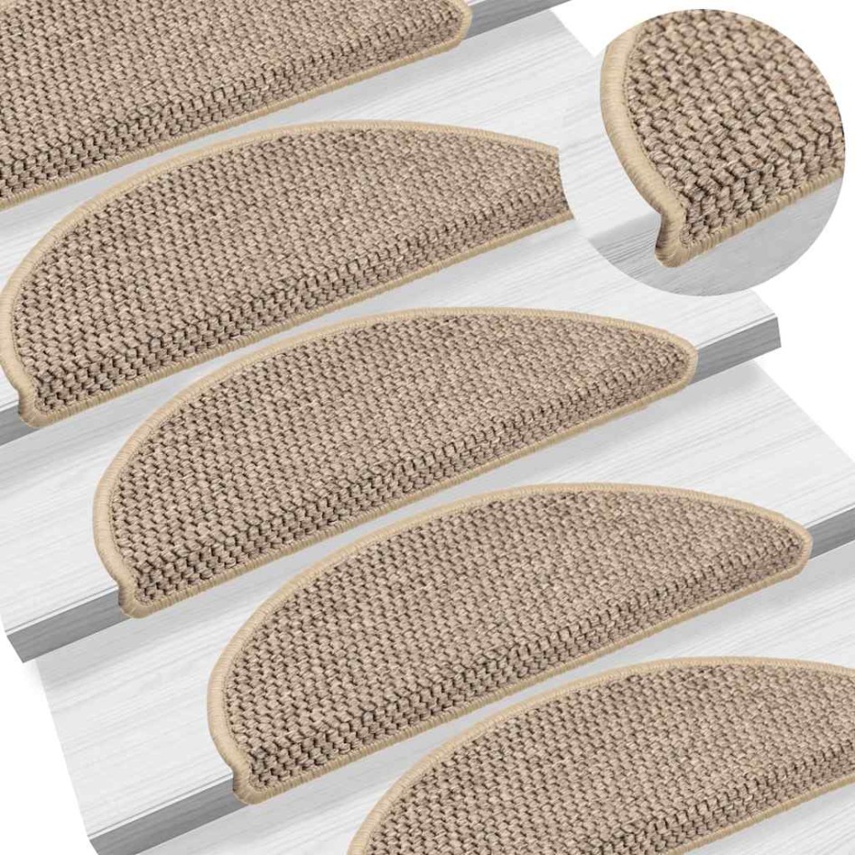 Alfombra autoadhesiva escalera sisal 30 uds 56x17x3 cm