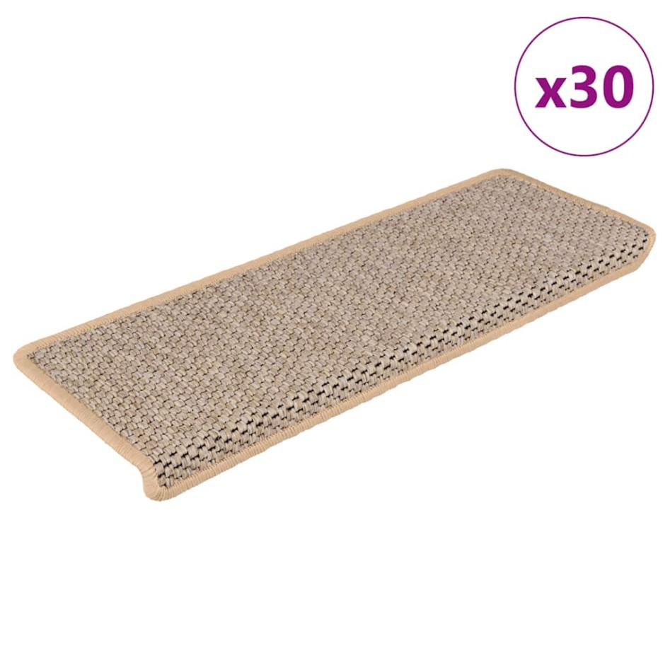 Alfombra autoadhesiva escalera sisal 30 uds beige