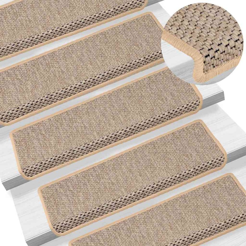 Alfombra autoadhesiva escalera sisal 30 uds beige