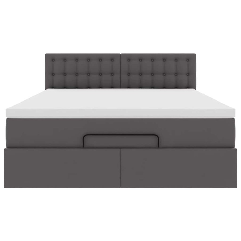 Estructura cama otomana colchón cuero sintético gris