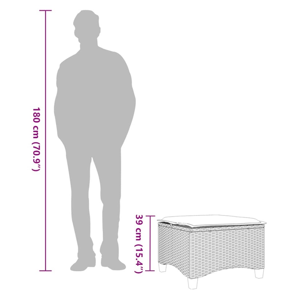Taburetes de jardín con cojines 2 uds marrón 55x55x36