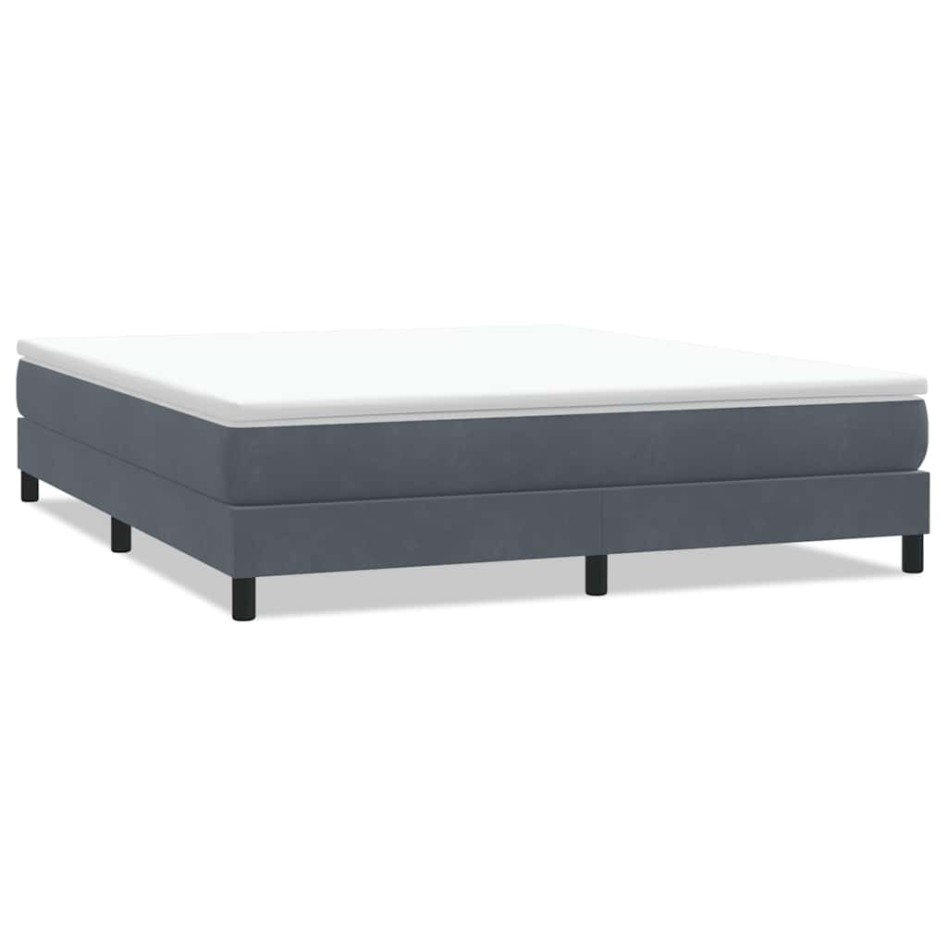 Cama box spring con colchón terciopelo gris oscuro 180x220
