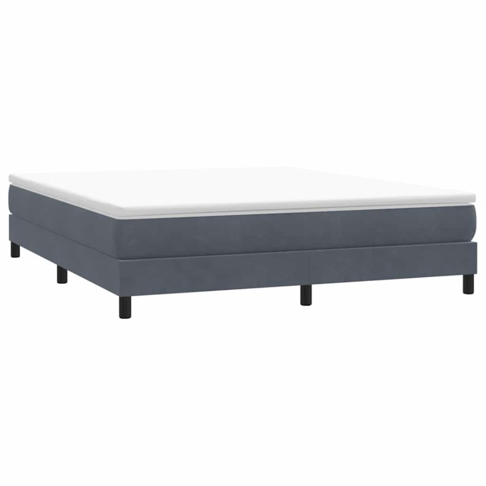 Cama box spring con colchón terciopelo gris oscuro 180x220