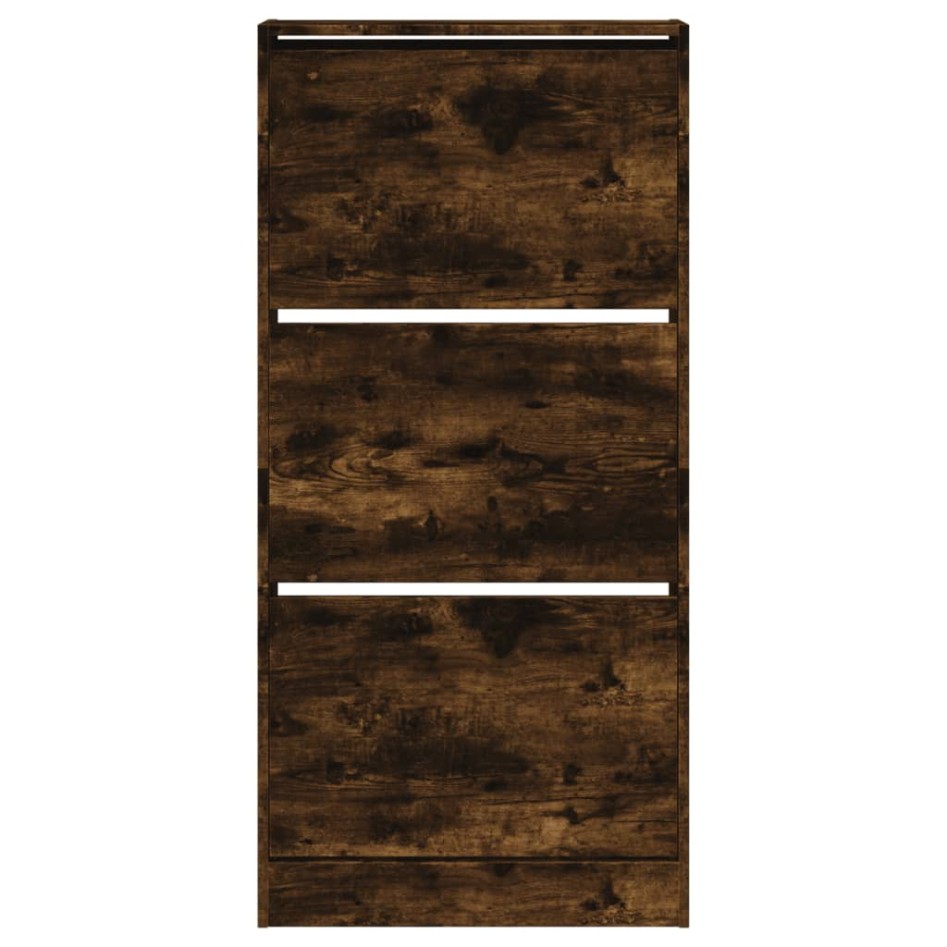 Zapatero de madera de ingeniería roble ahumado 60x21x125,5