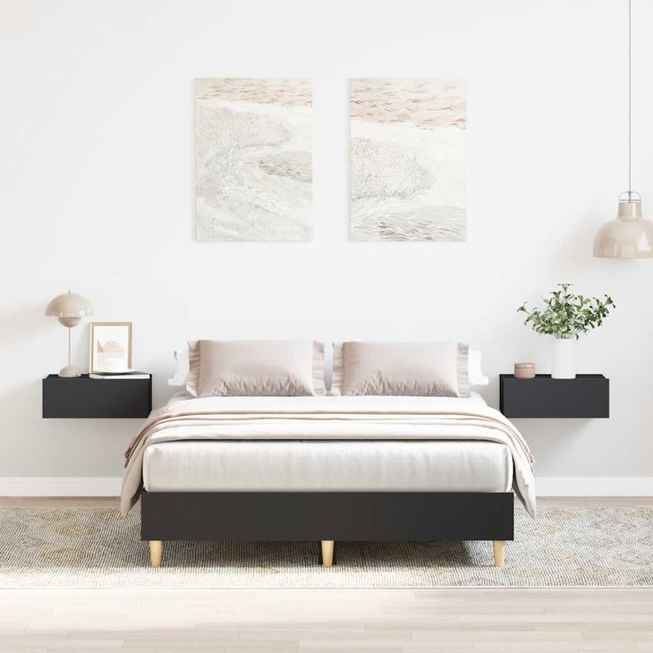 Estructura de cama sin colchón negra 140x190 cm