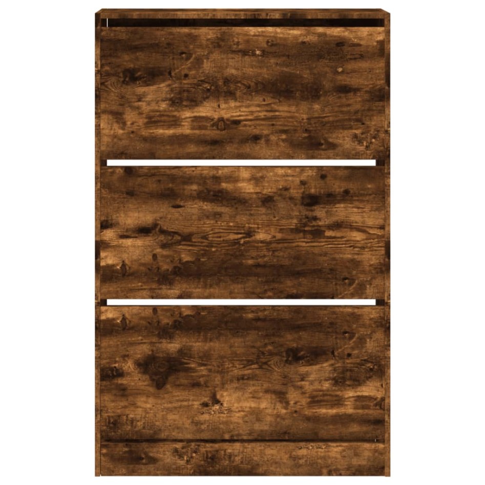 Zapatero de madera de ingeniería roble ahumado 80x21x125,5