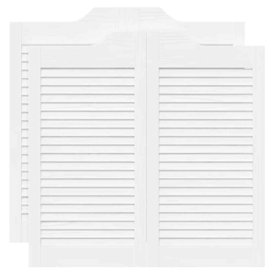 Puertas batientes diseño de lamas 2 par blanco 80x80