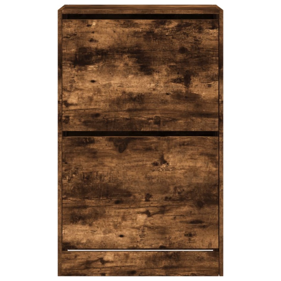 Zapatero de madera de ingeniería roble ahumado 60x34x96,5