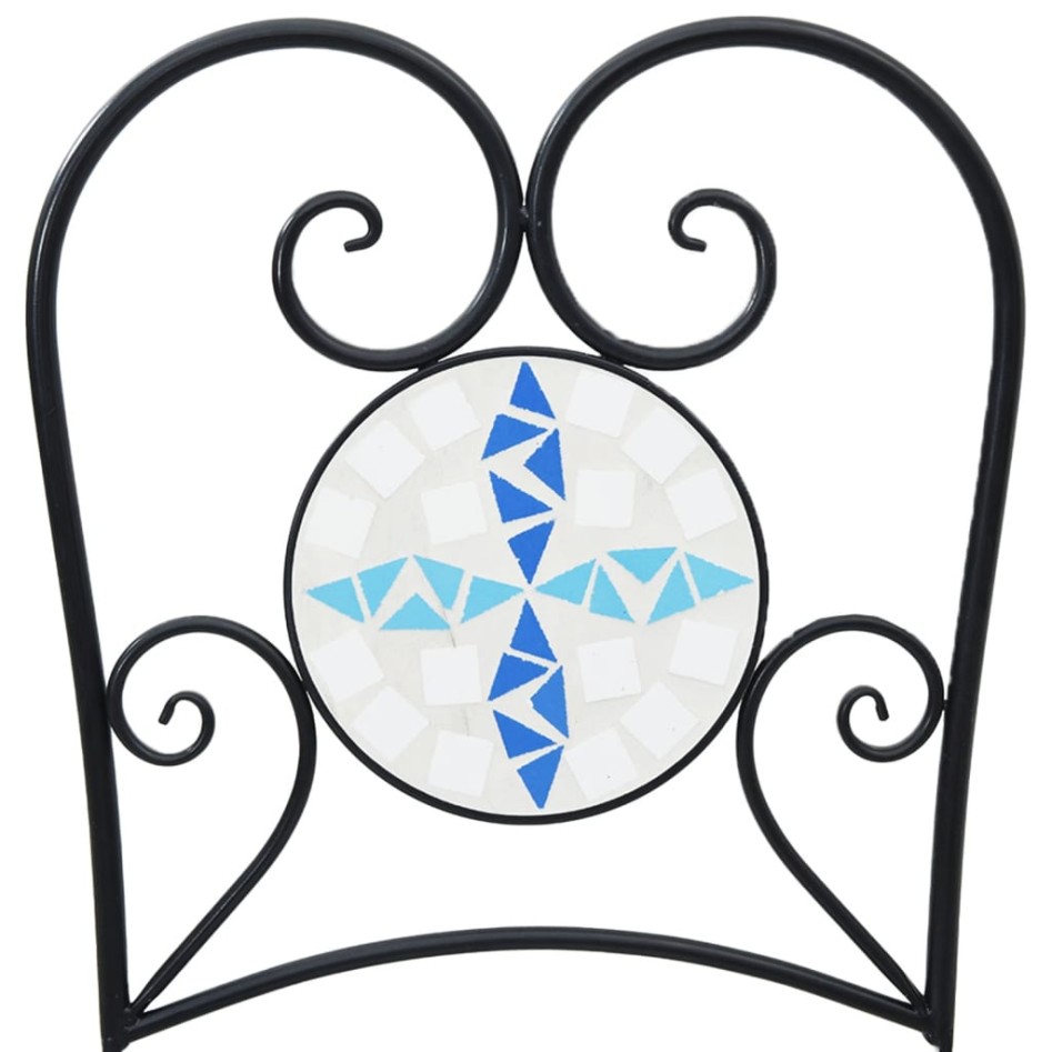 Sillas de bistró plegables 2 uds cerámica azul y