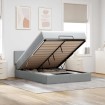 Cama otomana con colchón LED gris claro 140x190 cm tela