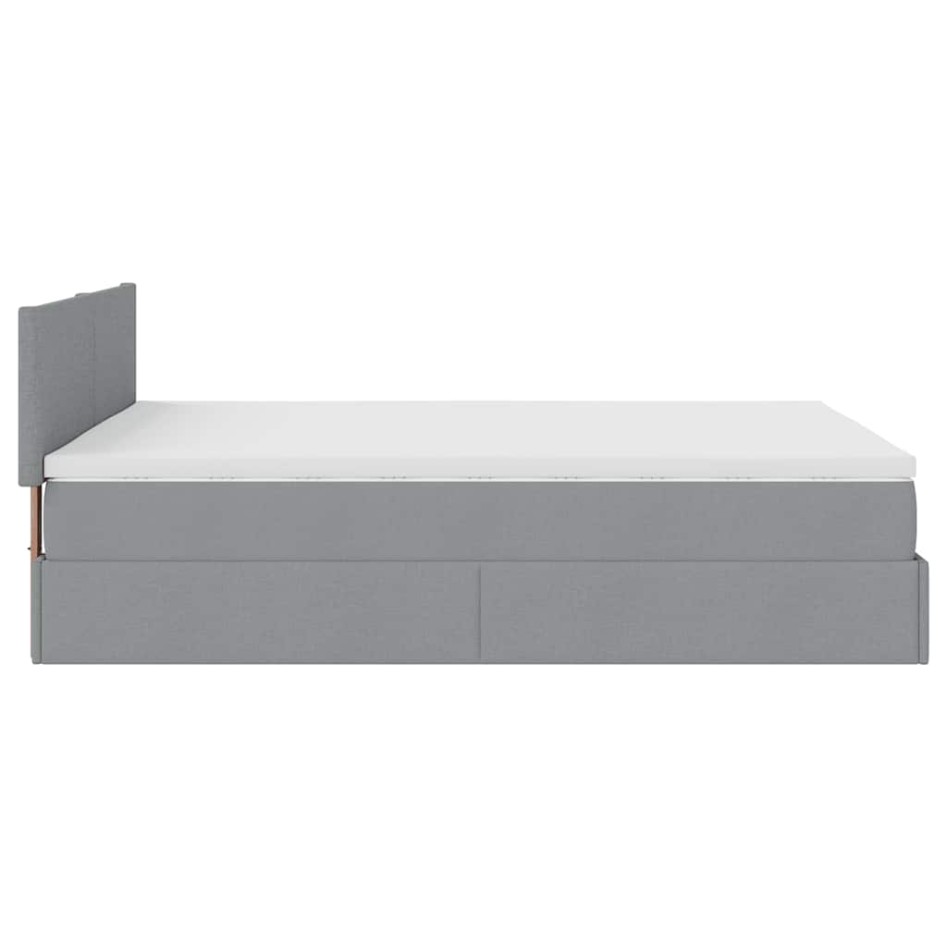 Cama otomana con colchón LED gris claro 140x190 cm