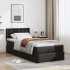 Estructura cama otomana colchón cuero sintético negro 90x200