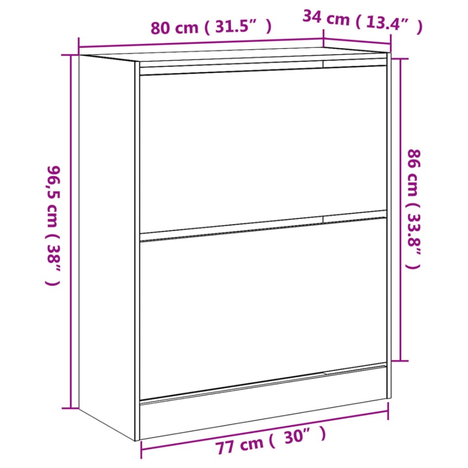 Zapatero de madera de ingeniería roble Sonoma 80x34x96,5