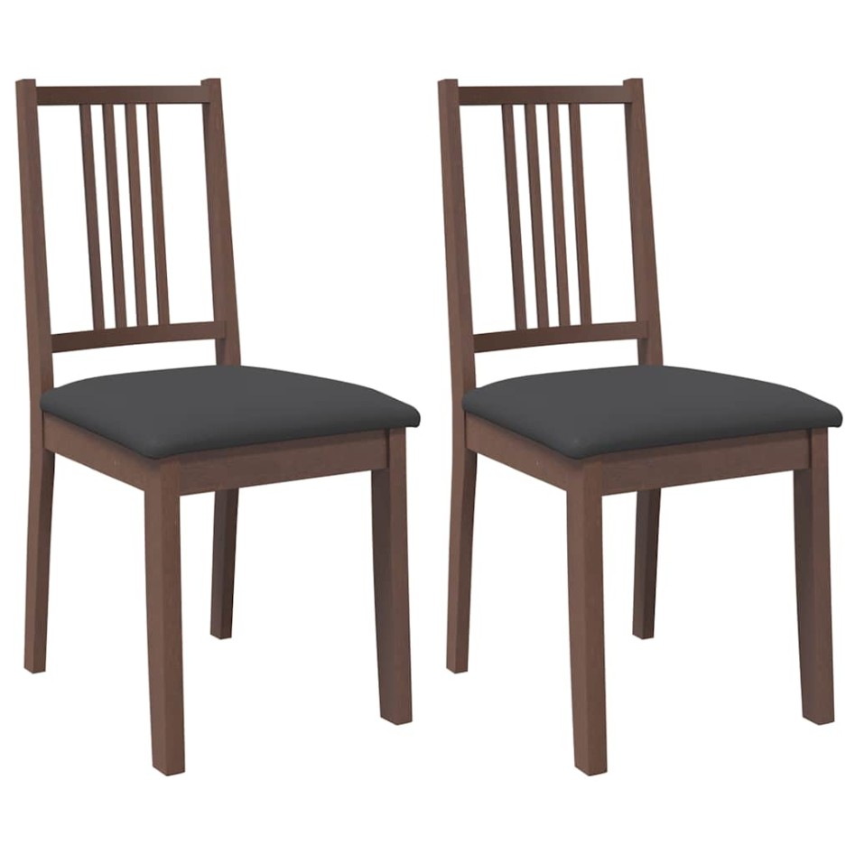 Sillas de comedor con cojines 2 uds madera maciza marrón