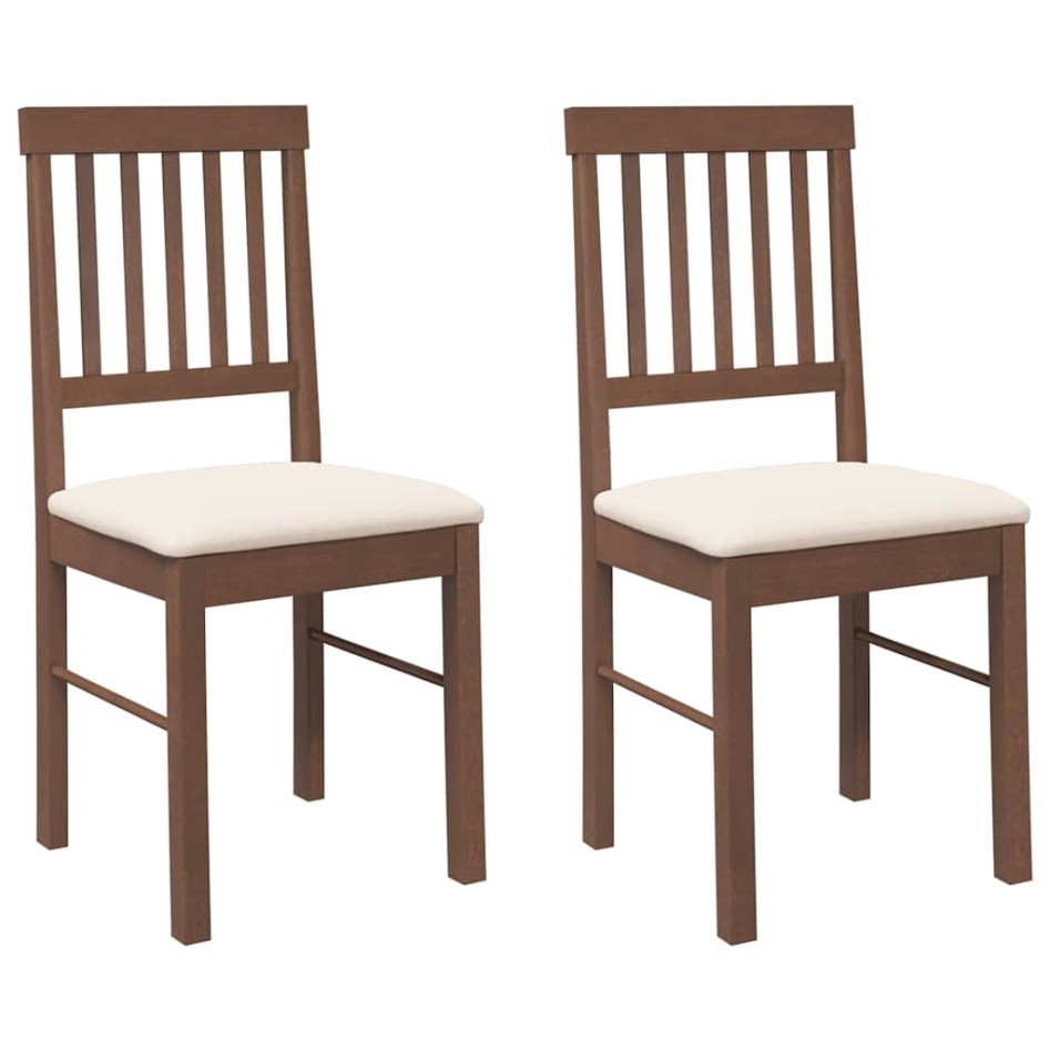 Sillas de comedor con cojines 2 uds madera maciza marrón