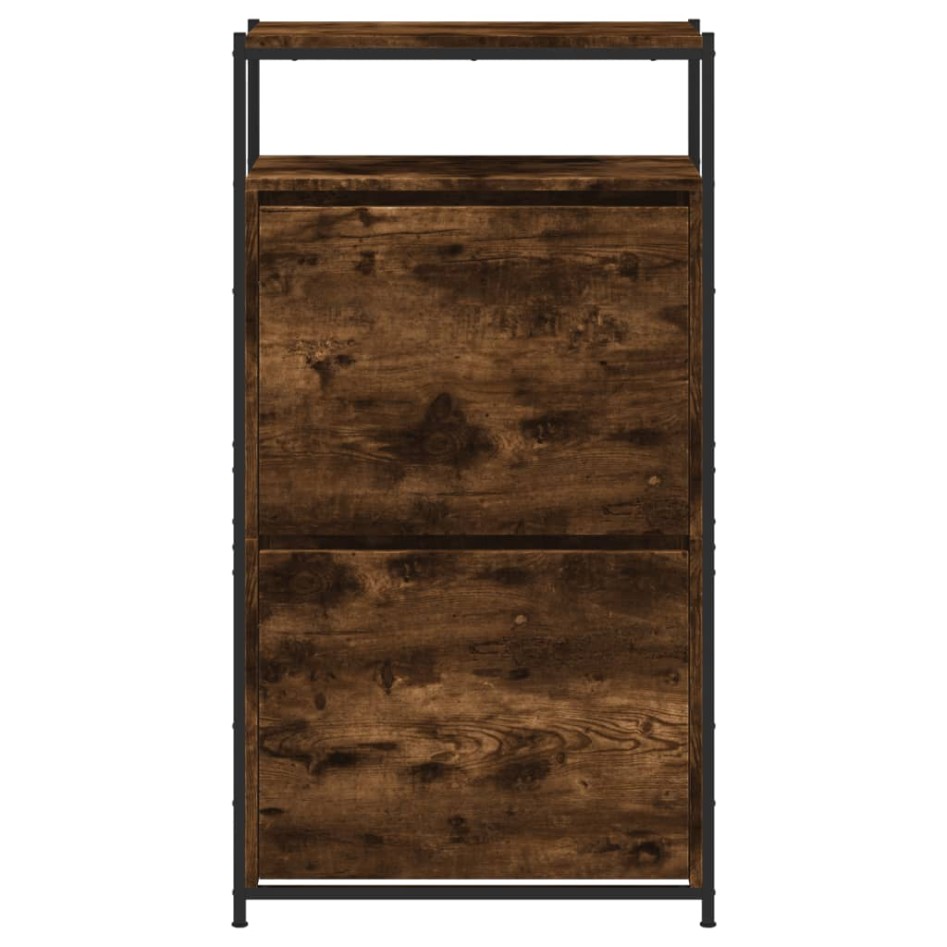 Zapatero de madera de ingeniería roble ahumado 60x34x112