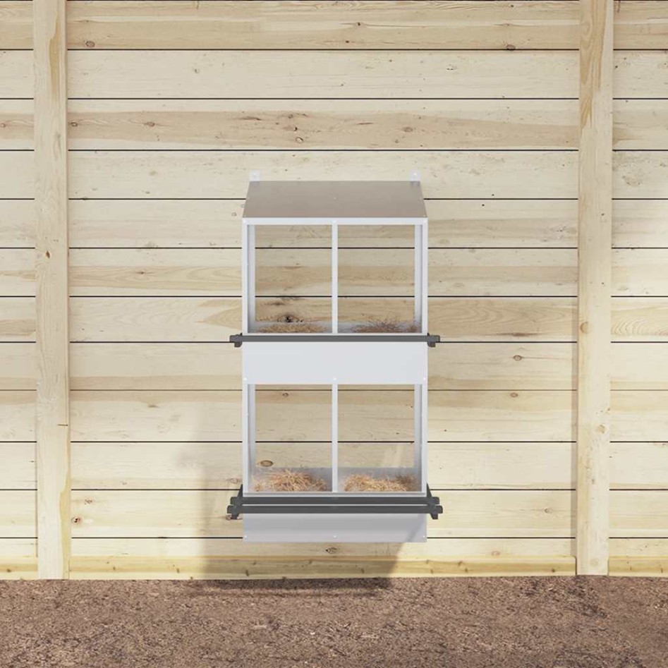 Nido para gallinas con 4 compartimentos plateado