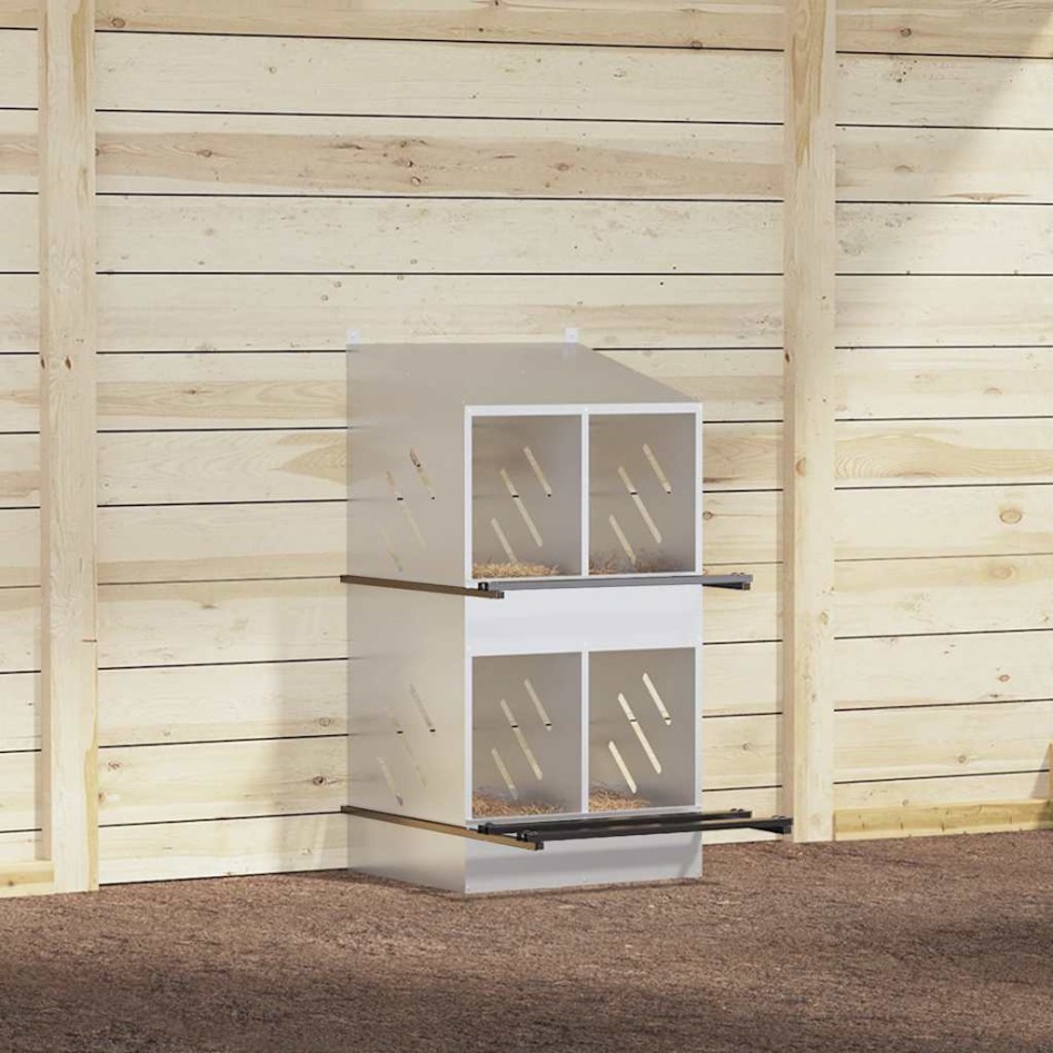 Nido para gallinas con 4 compartimentos plateado