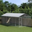 Perrera de exterior con techo acero galvanizado plata 3x9x2,5 m