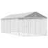 Perrera de exterior con techo acero galvanizado plata 3x9x2,5