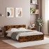 Estructura de cama cabecero y luces LED roble ahumado