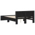Estructura de cama con cabecero y luces LED negro 140x200