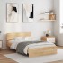 Estructura de cama cabecero y luces LED roble Sonoma 140x190