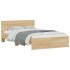 Estructura de cama cabecero y luces LED roble Sonoma 140x190