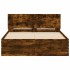 Estructura de cama cabecero y luces LED roble ahumado