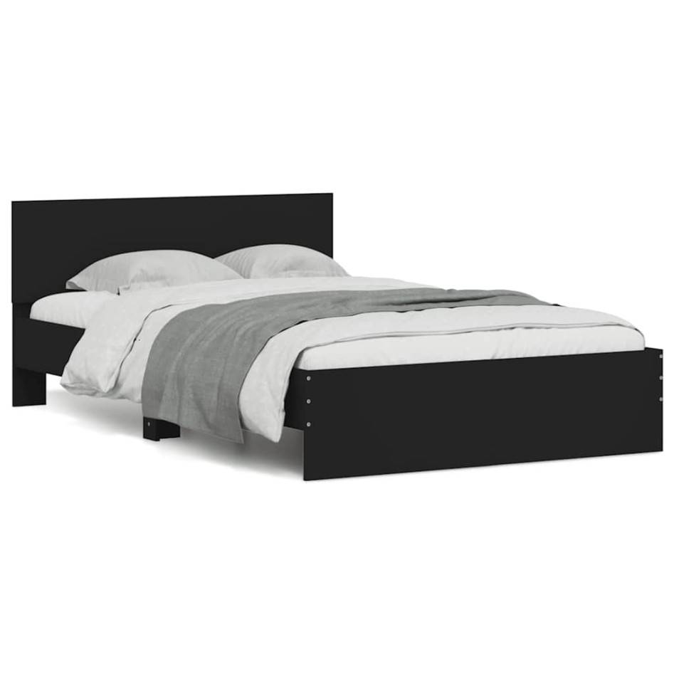 Estructura de cama con cabecero y luces LED negro 120x190
