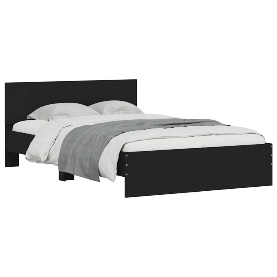 Estructura de cama con cabecero y luces LED negro 120x190