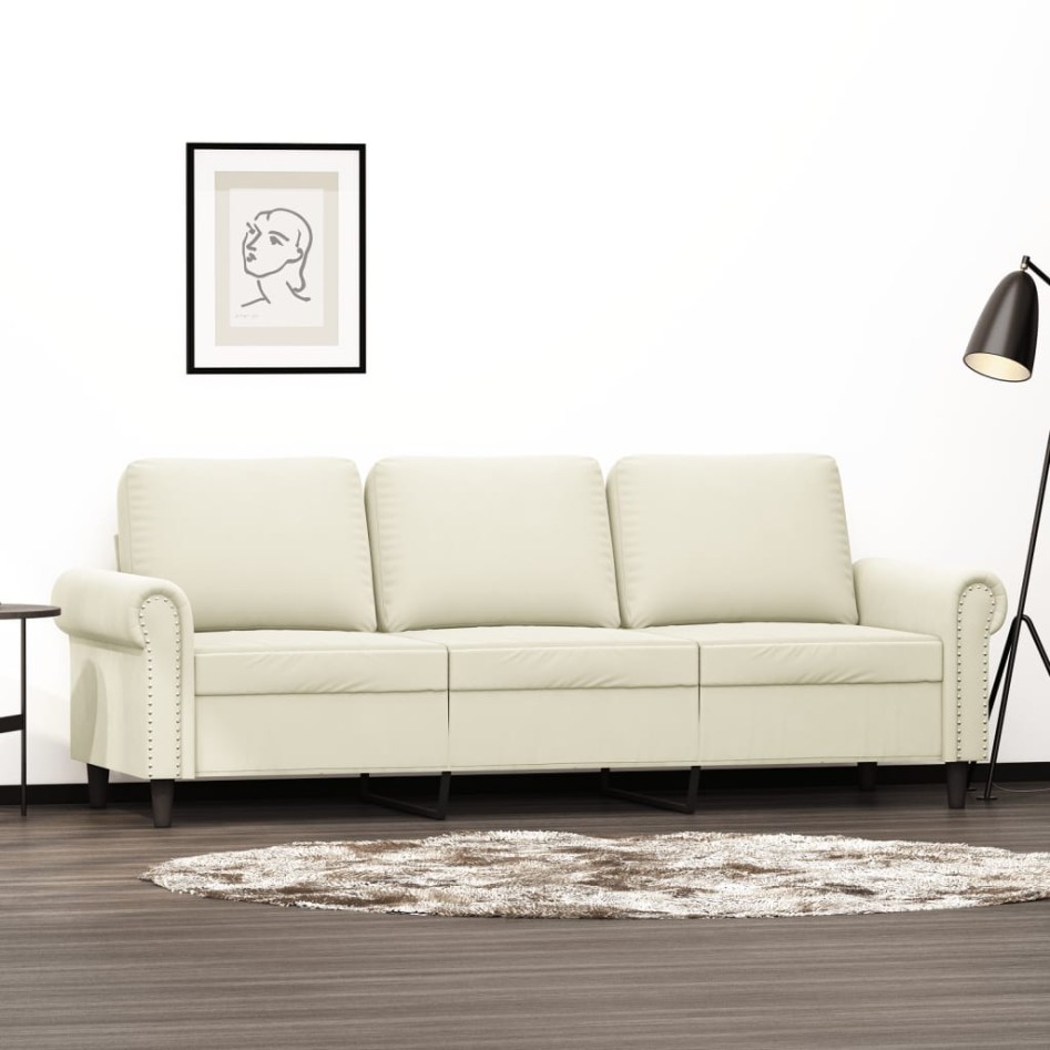 Sofá de 3 plazas terciopelo color crema 180