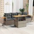Set sofás jardín y cojines 5 pzas ratán sintético acacia