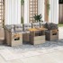 Set sofás jardín y cojines 8 pzas ratán sintético acacia