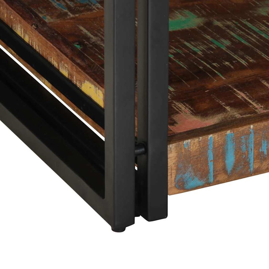 Mesa de centro multicolor 90x50x38 cm madera maciza