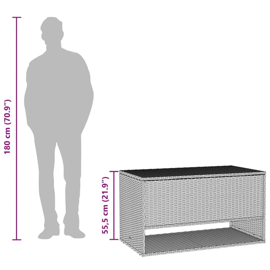Cojines para exterior gris 100x55x55,5 cm ratán